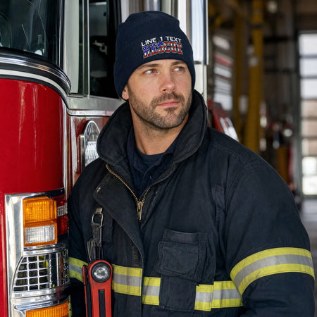 Custom Firefighter Winter Hat - USA RESCUE Style Embroidered Winter Hat male fire department product image