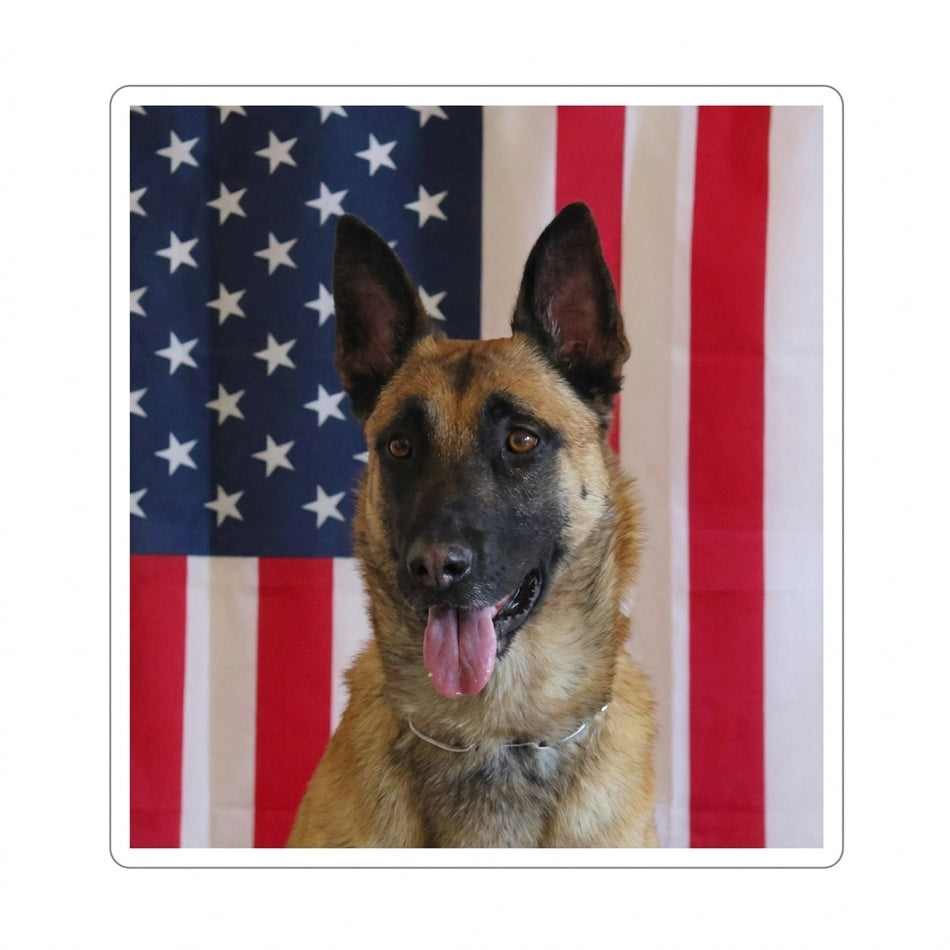 USA Flag Dog Picture Customer Decal or Magnet (sqd.1)