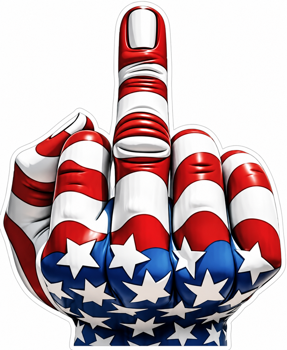 USA Style Middle Finger Customer Window or Helmet Decal (sqd.1)