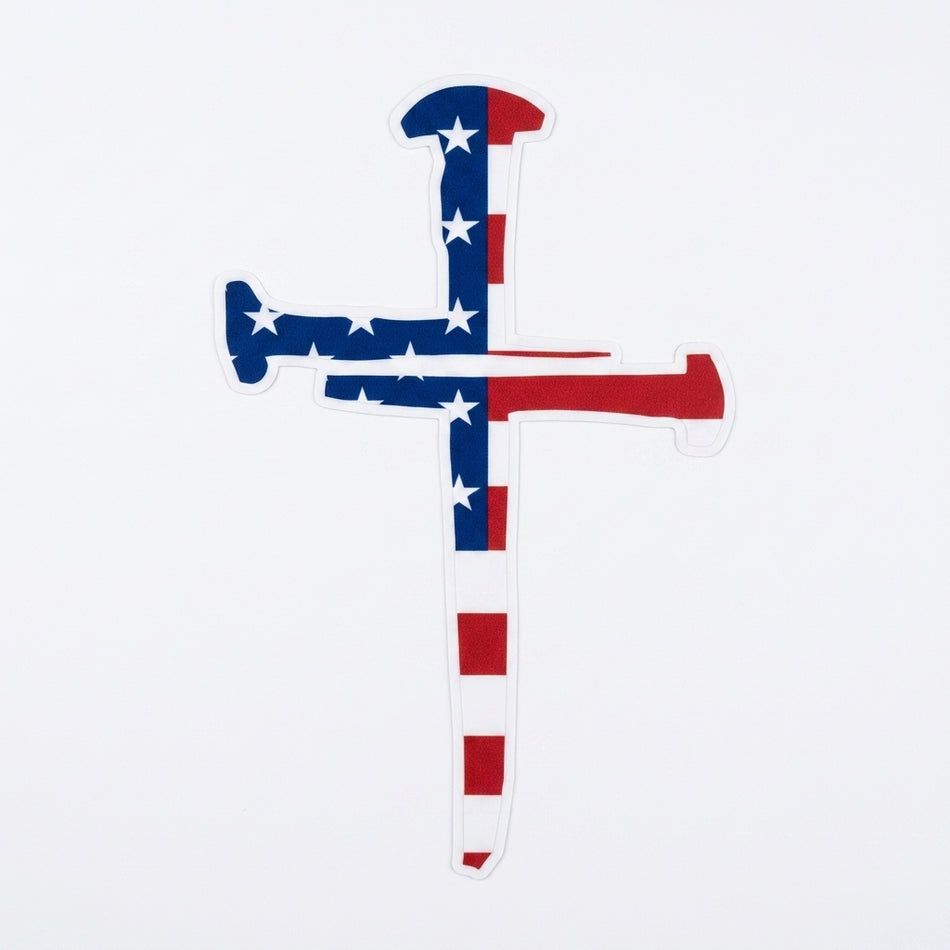 USA Flag Style Christian Cross Window or Helmet Decal