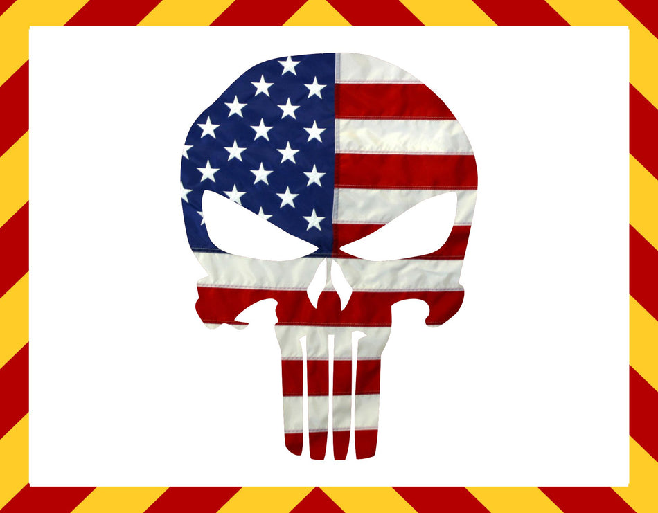 Window Decal - USA Flag Skull Window Decal
