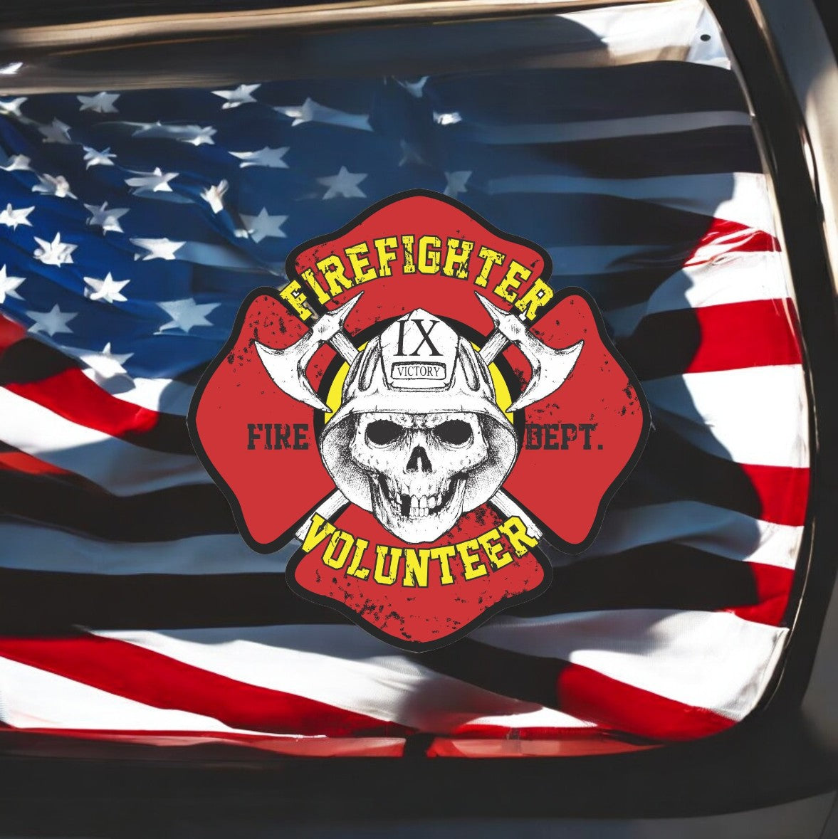 Fire Dept Maltese Cross Shaped Sticker - Red Yellow Firefighter, First Responder Fire Dept Maltese Cross Shaped Sticker - Red Yellow Firefighter, First Responder