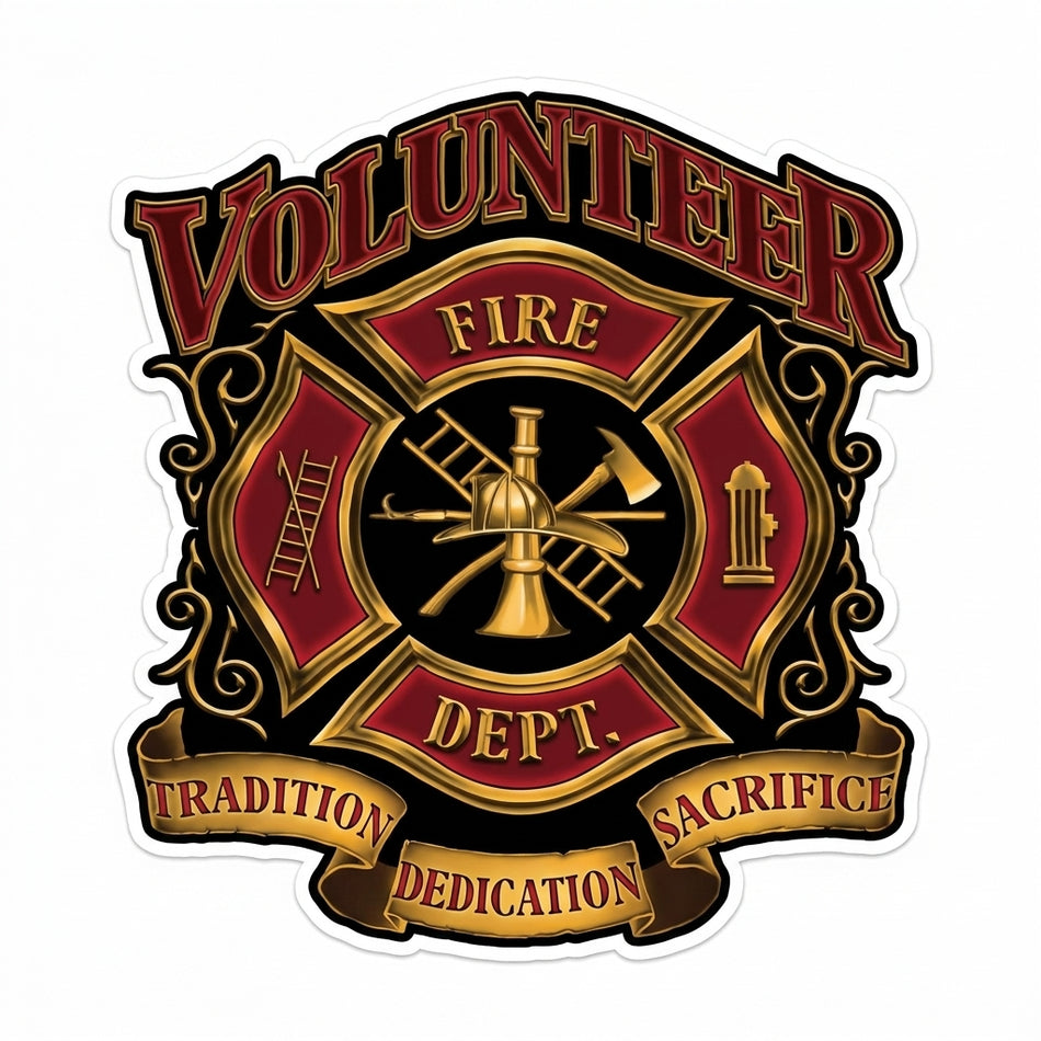 Volunteer Firefighter Banner Window/Helmet Decal or MAGNET (sqd.1)