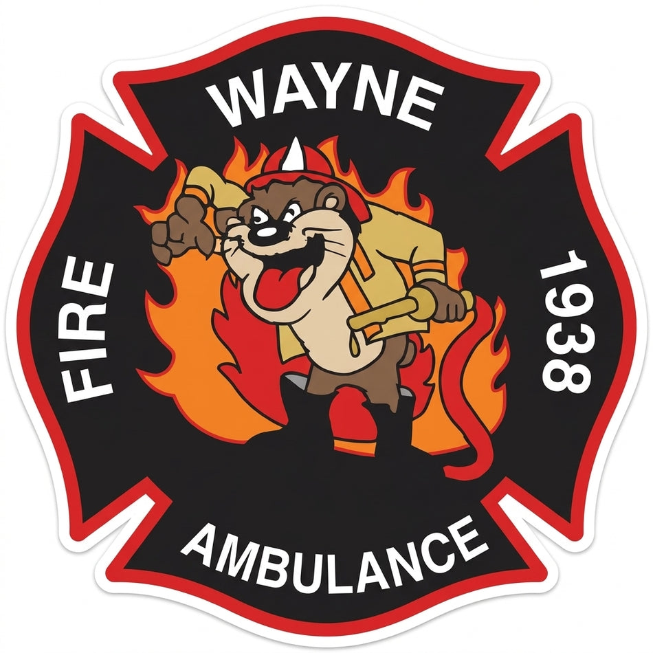 Wayne Ambulance Maltese Window/Helmet Decal or MAGNET (sqd.1)