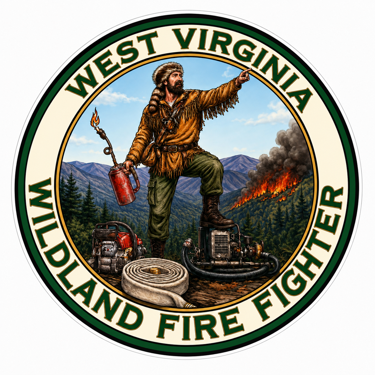 West VA Wildland Firefighter Customer Window or Helmet Decal economy non-reflective decal