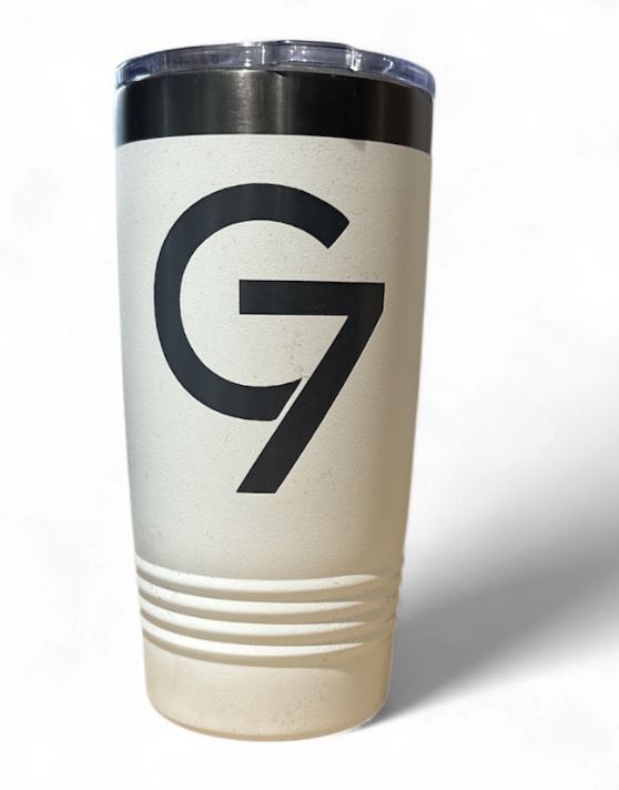Group 7 Custom Engraved Polar Camel White or Sand Group Seven Hot/Cold Tumbler with sliding lid