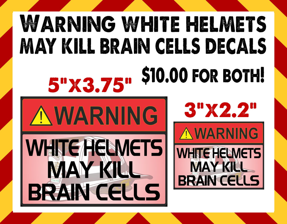 Warning White Helmets Brain Cells Pack of 2 Decals