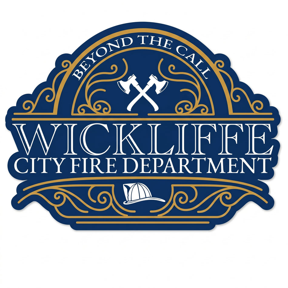 Wickliffe Fire Dept Window or Helmet Decal (rctd.1)