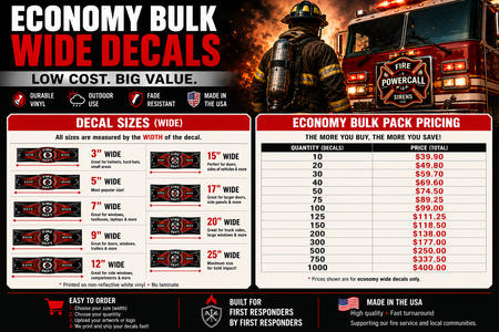 Economy bulk wide decal sizes and pricing