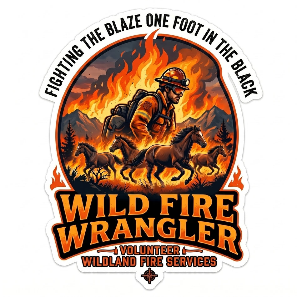 Wild Fire Wrangler Window/Helmet Decal or MAGNET (sqd.1)
