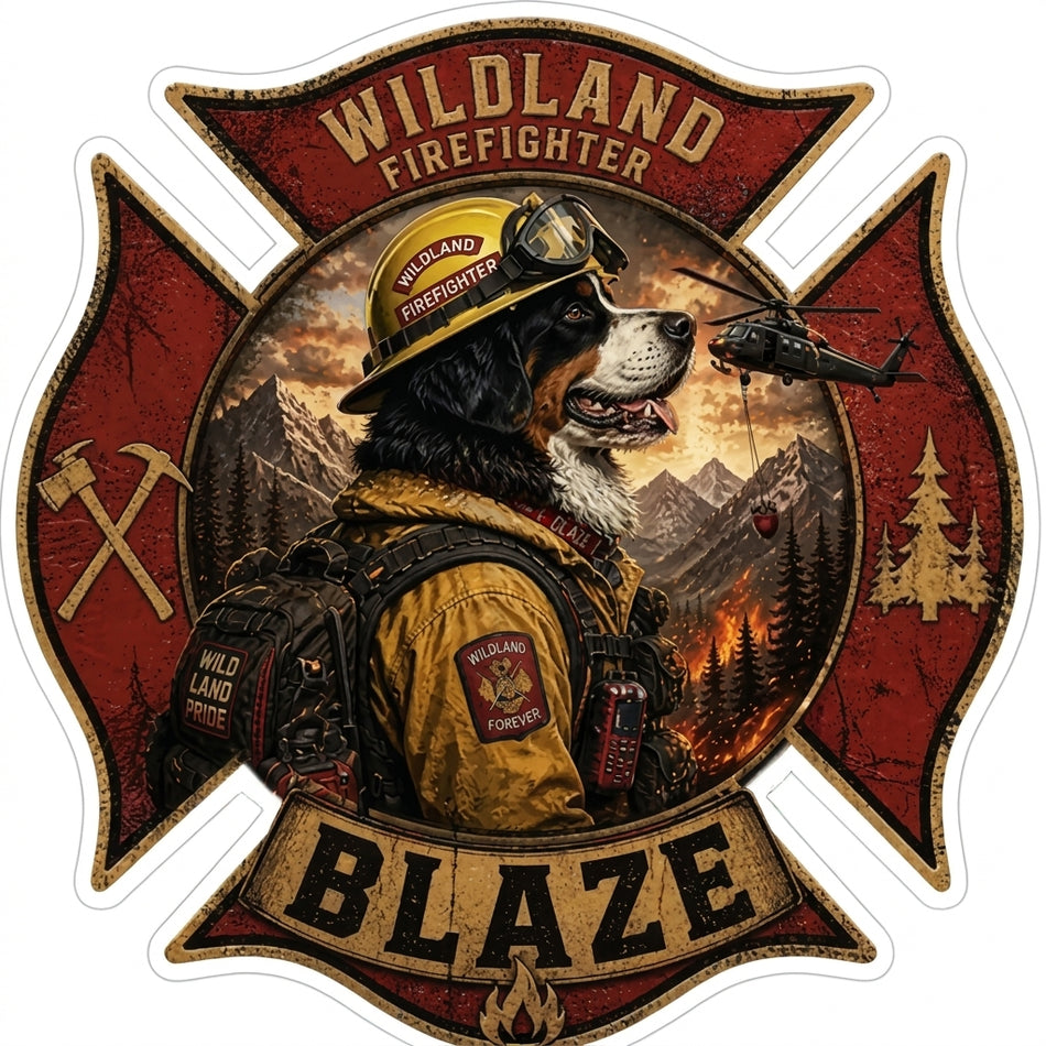 Wildland Firefighter Blaze Window/Helmet Decal or MAGNET