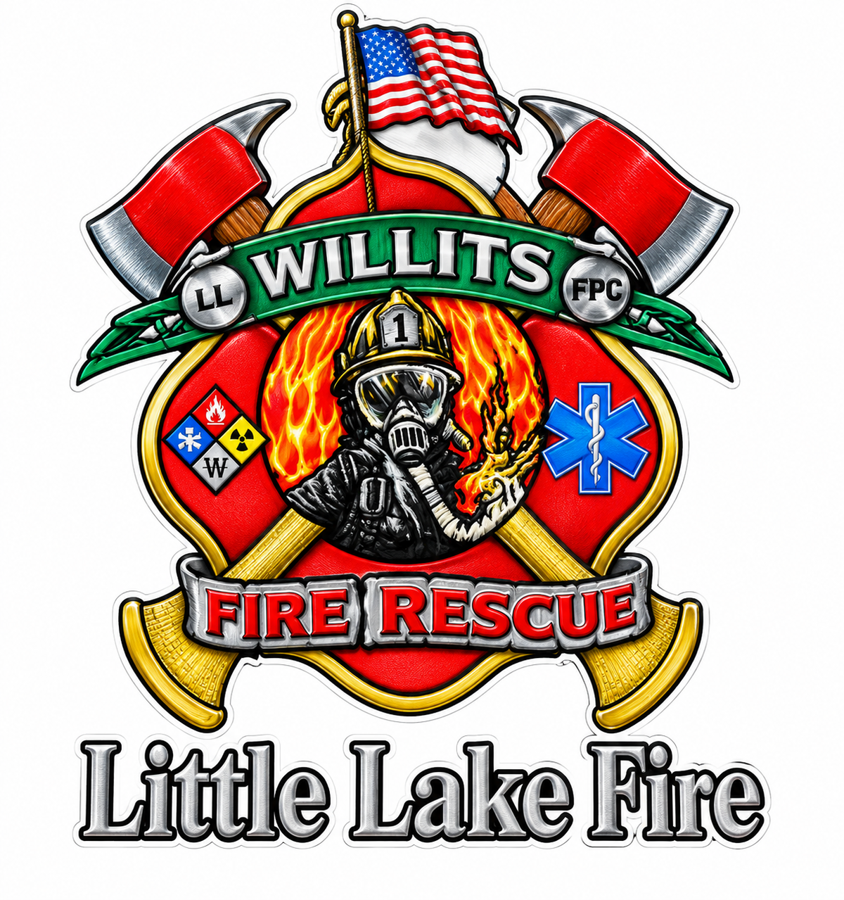 Willits Fire Rescue PREMIUM Customer Window or Helmet Decal (sqd.1)