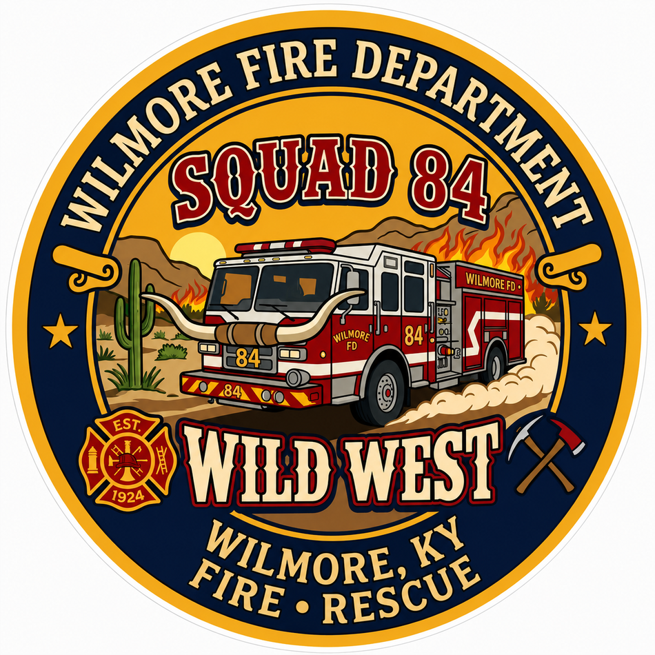 Wilmore Fire Department Customer Window or Helmet Decal (sqd.1)