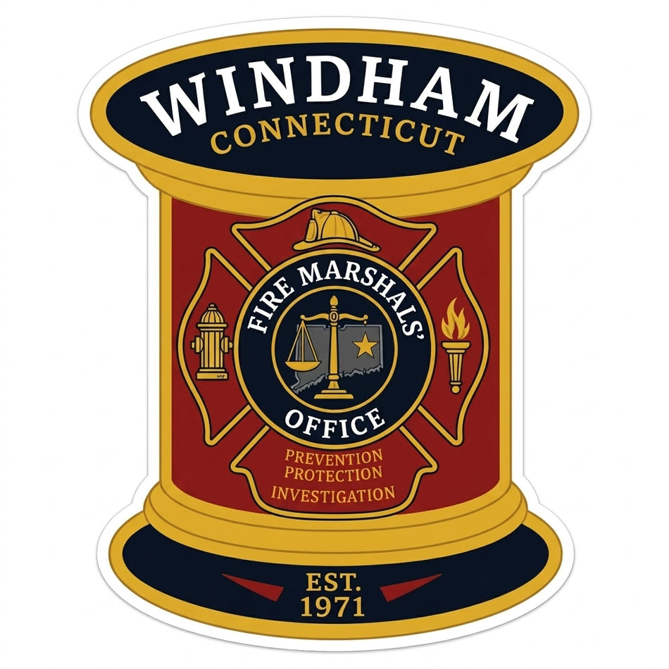 Windham CT Fire Marshal Customer Decal or Magnet (sqd.1)