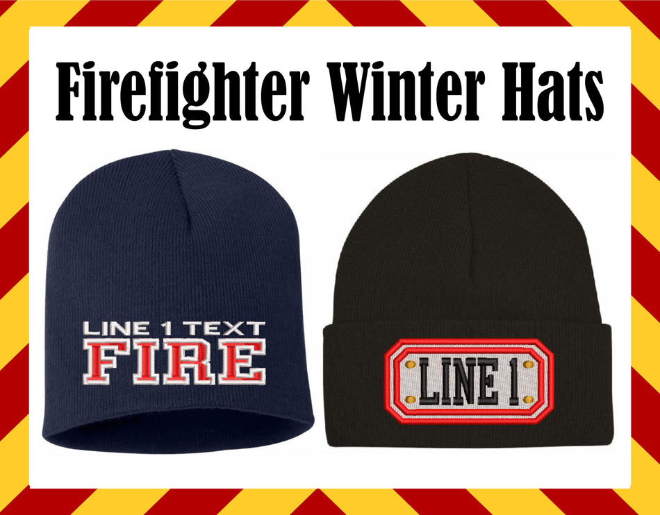 Firefighter Custom Embroidered Winter Hats - FULL SELECTION