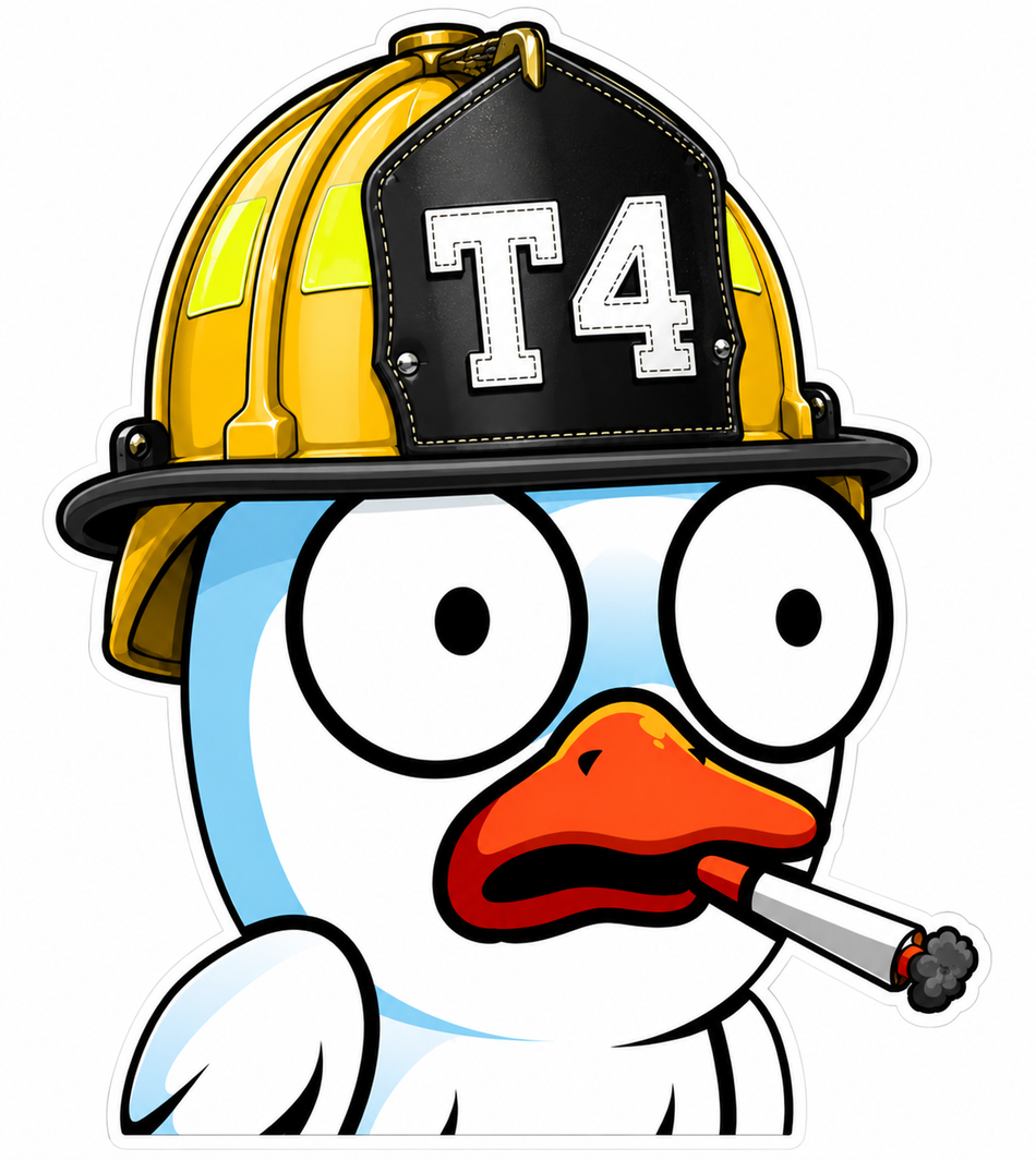 T4 Firefighter Duck Customer Window or Helmet Decal (sqd.1)