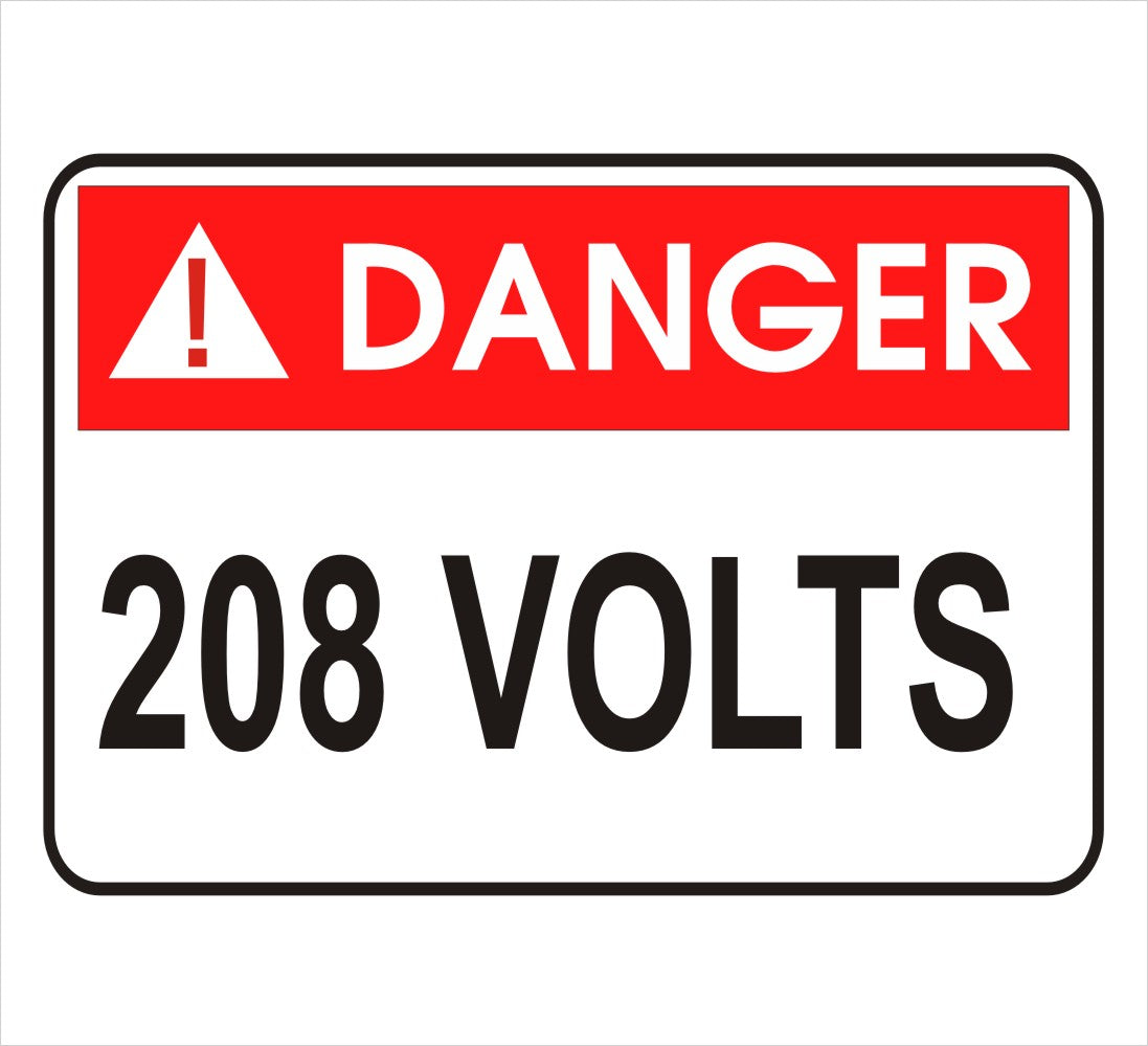 208 Volts Danger Decal