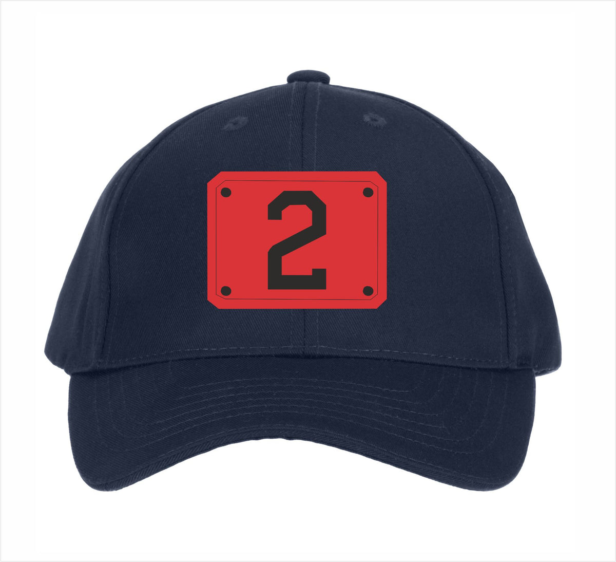 2 Red Custom  Embroidered Badge Hat