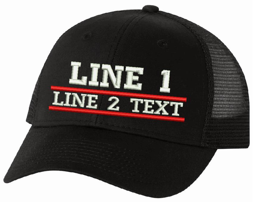 Adjustable 2 Line Red Line Custom Embroidered Hat