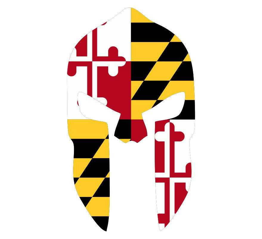 Spartan Head state of Maryland Decal - Various Size Vinyl Decal - Powercall Sirens LLC