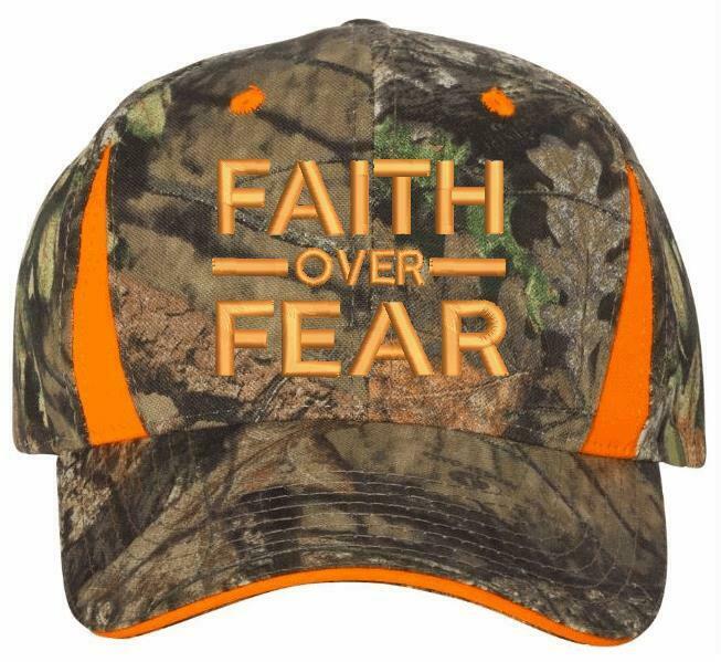 Faith Over Fear Embroidered CWF305 Mossy/Edge Adjustable Hat with Flag Brim - Powercall Sirens LLC