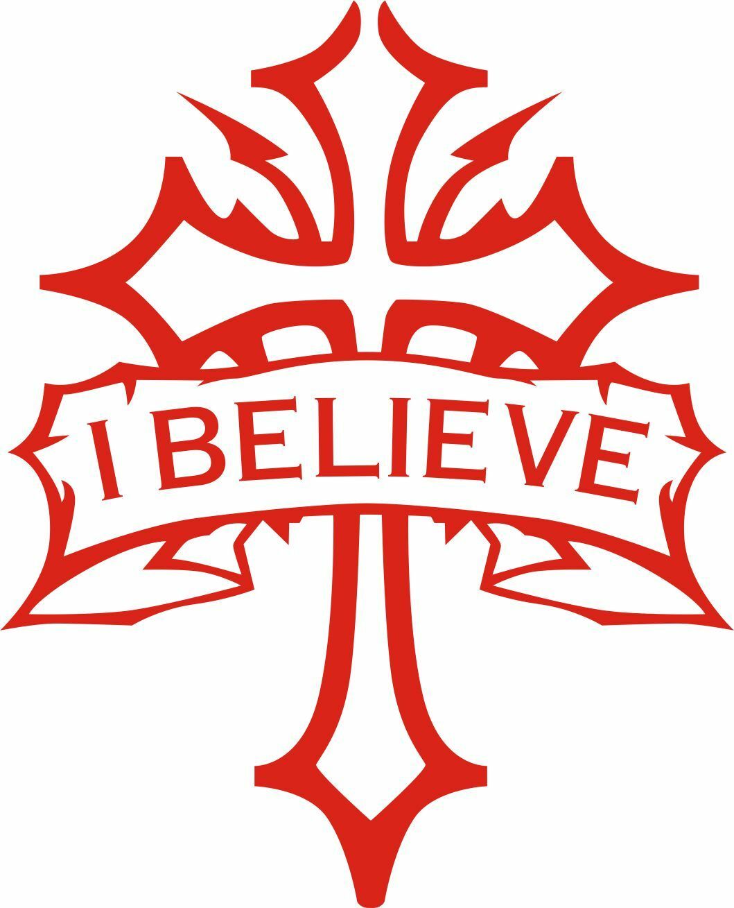 Religious Decal Christian Cross I Believe Exterior Window Various Size and Color - Powercall Sirens LLC