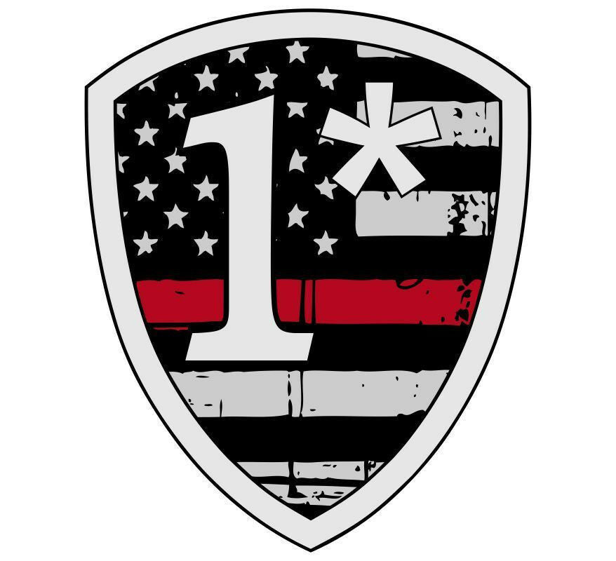 Thin Red line Tattered 1 Asterisk - Various Sizes Free Shipping - Powercall Sirens LLC