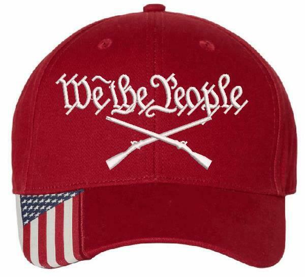 We The People Embroidered Hat 2nd Amendment USA300 Outdoor Cap w/Flag Brim - Powercall Sirens LLC