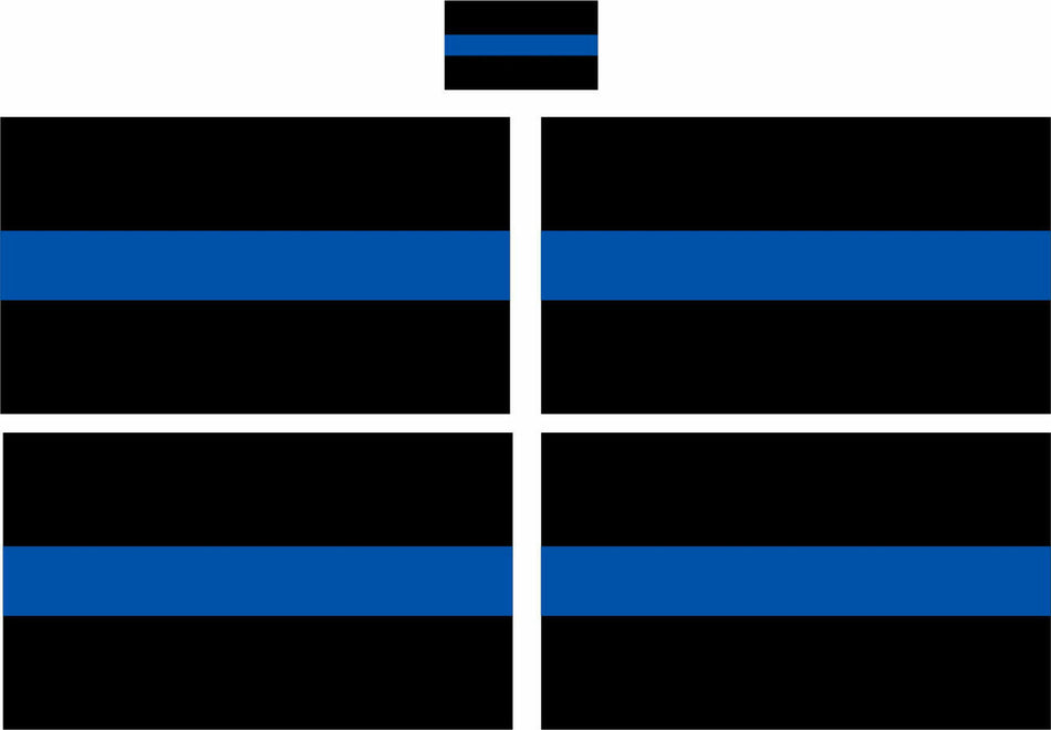 5 100% Reflective Thin Blue Line Window Decal Stickers Police Law Enforcement - Powercall Sirens LLC