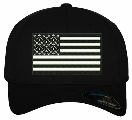 Flex Fit Ball Cap hat Police Black and White Flag Various Sizes Free Ship - Powercall Sirens LLC