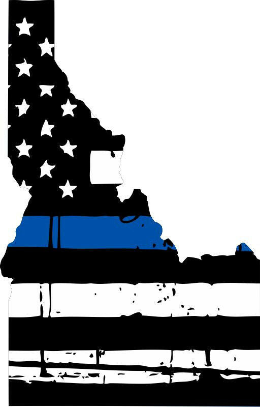 Thin Blue line decal - State of Idaho Tattered Flag Decal - Various Sizes - Powercall Sirens LLC
