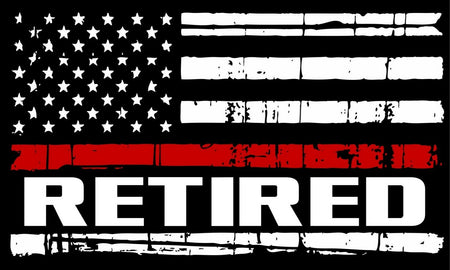 Firefighter Decal RETIRED Distressed Red Line Flag Exterior Decal in Reflective - Powercall Sirens LLC