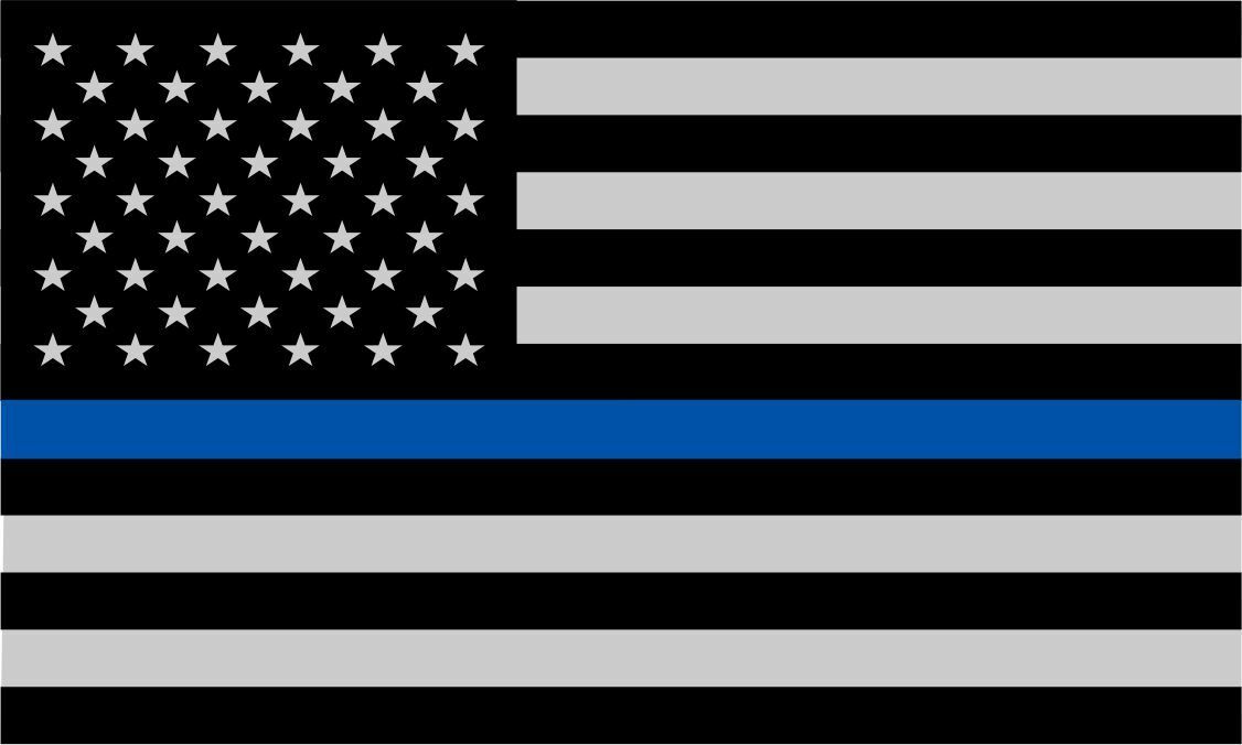 Police Officer Thin Blue Line reflective American Flag Decal 1.5" x 1 Hardhat Sz - Powercall Sirens LLC