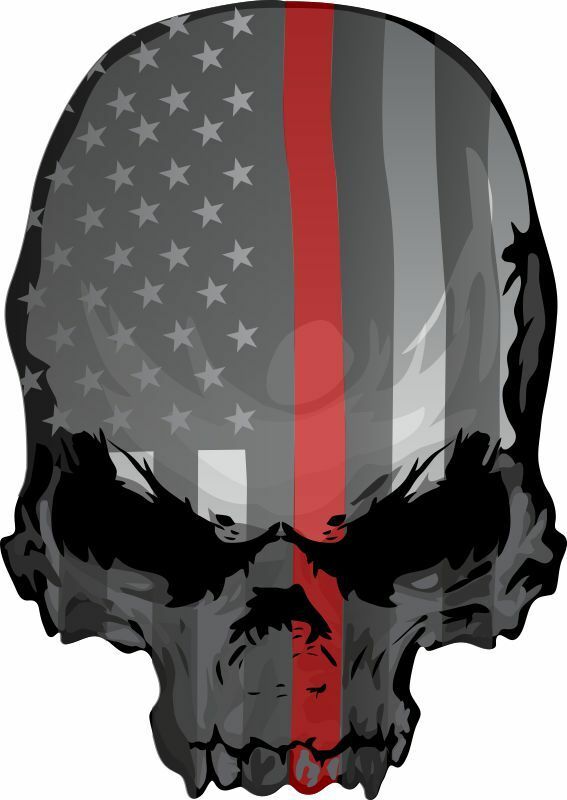 Thin Red Line Punisher Firefighter Decal - USA Theme - Various Sizes & materials - Powercall Sirens LLC