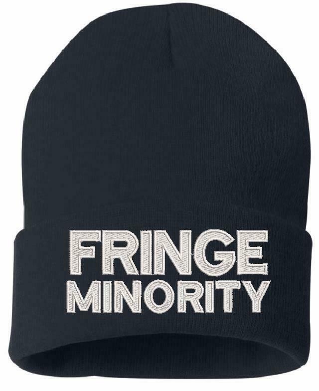 FRINGE MINORITY WINTER HAT Embroidered Cuff or Beanie Navy Blue or Black Hat - Powercall Sirens LLC