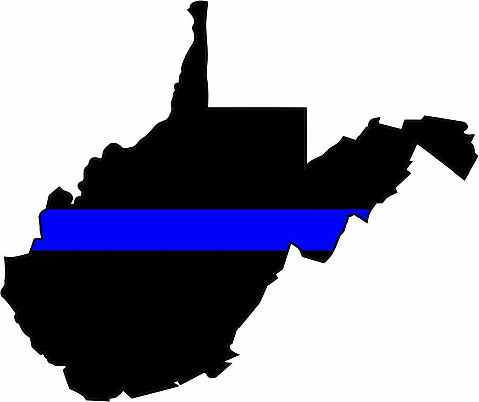 Thin Blue Line State of West Virginia Decal- 4.7"W x 4"T REFLECTIVE window Decal - Powercall Sirens LLC