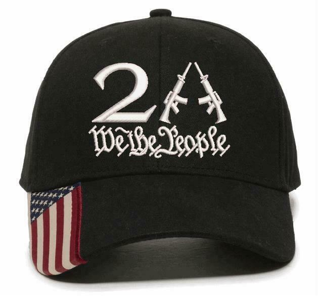 We the People 2nd Amendment 2A Embroidered Adjustable Hat w/ Flag Brim or Orange - Powercall Sirens LLC