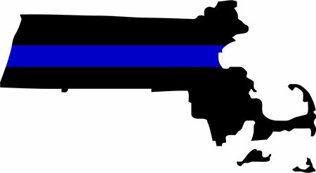 Thin Blue Line State of Massachusetts 6" x 4" Exterior REFLECTIVE window Decal - Powercall Sirens LLC