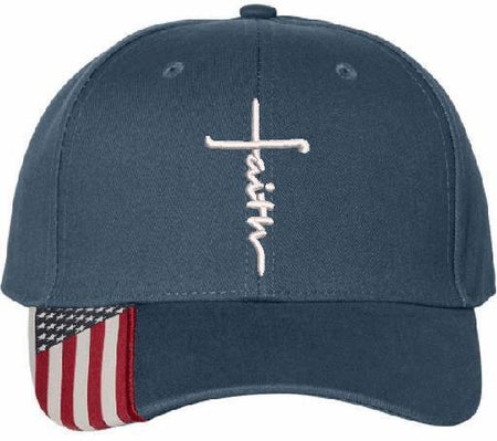 Faith Hat - Embroidered USA300 Adjustable hat w/ flag brim Faith Jesus Christ - Powercall Sirens LLC