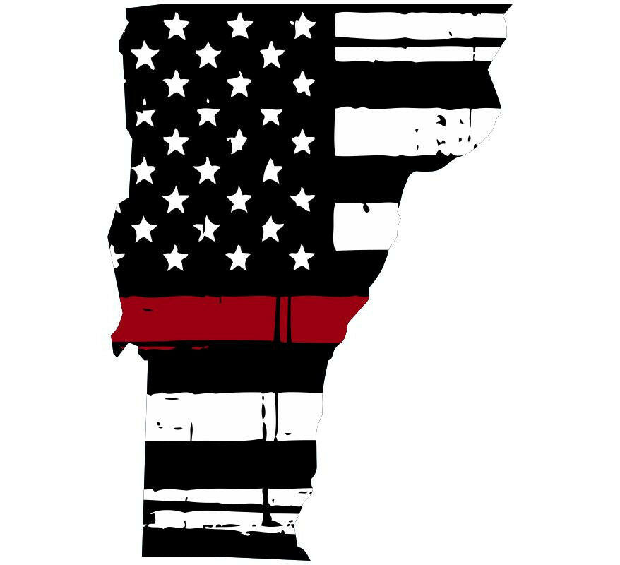 Thin Red line decal - State of Vermont Tattered Flag Decal - Various Sizes - Powercall Sirens LLC