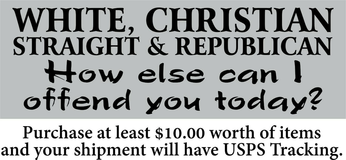 White Christian Republican Straight Bumper Sticker 8.6" x 3" Sticker - Powercall Sirens LLC