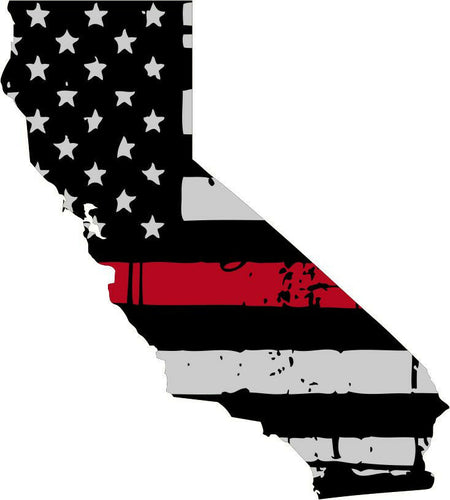 Thin Red line decal - State of California Tattered Flag Decal - Various Sizes - Powercall Sirens LLC