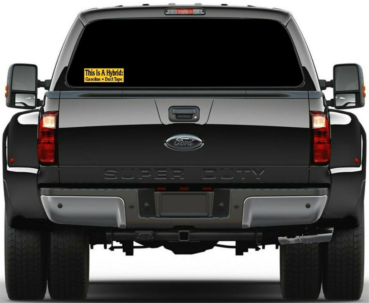 This is a Hybrid Gasoline Plus Duct Tape Vinyl Bumper Sticker 8.7" x 3" B3GOF - Powercall Sirens LLC