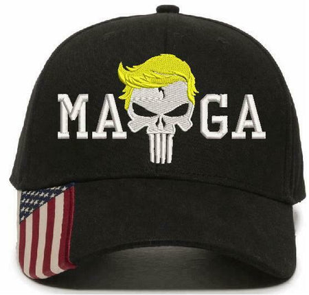 Donal Trump Hat Punisher MAGA Embroidered Flex Fit or Adjustable Hat M –  Powercall Sirens LLC