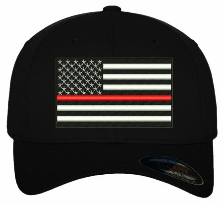 Thin Red Line USA Flag/ Embroidered Ball Cap/ Free Shipping - Powercall Sirens LLC