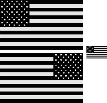 5" American Flag 3M REFLECTIVE Black/White Stickers (x3) Decal Standard/Reverse - Powercall Sirens LLC
