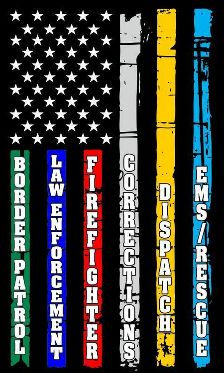 Thin Blue Line Red Line Fire, Police, Military, Dispatch Corrections Flag DECAL - Powercall Sirens LLC