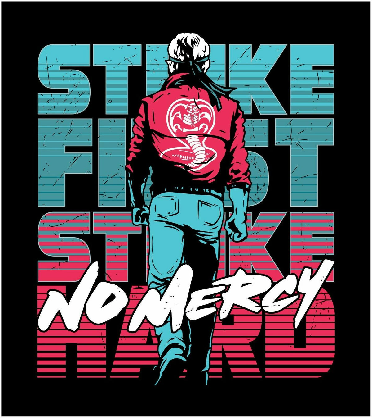 Cobra Kai No Mercy Johnny Lawrence Vinyl Sticker Decal - Various Sizes - Powercall Sirens LLC