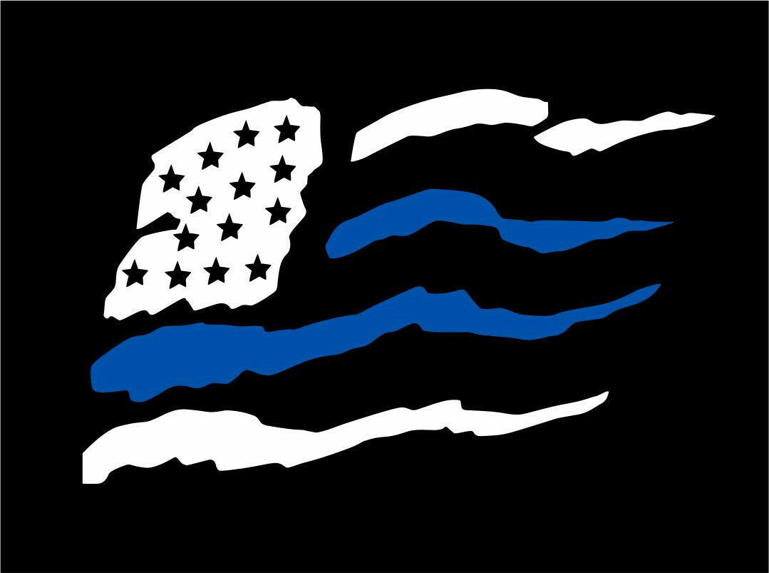 Thin blue line decal - Die Cut USA Flag Blue line window Decal - Various Sizes - Powercall Sirens LLC