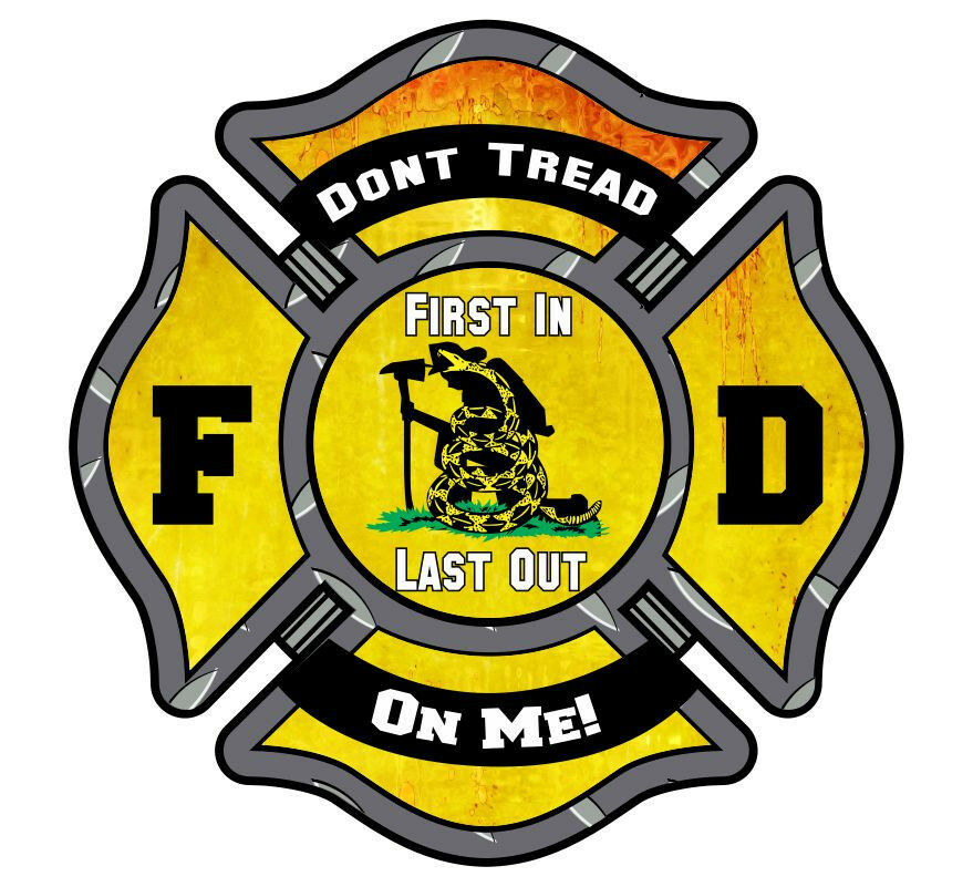 Don't Tread on Me Firefighter Maltese Cross Decal - Various Sizes Free Shipping - Powercall Sirens LLC